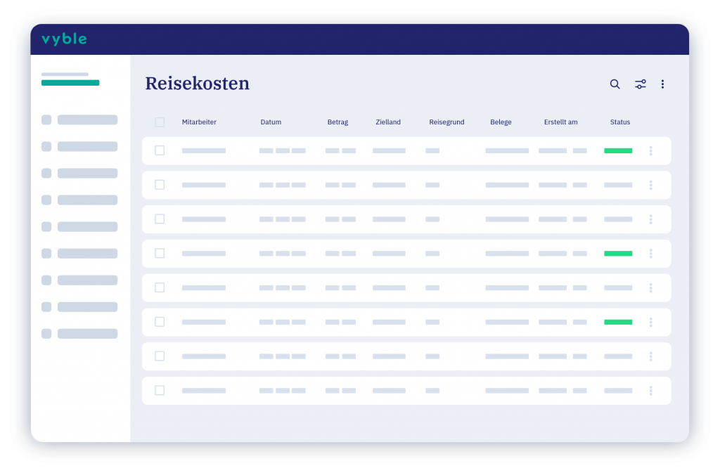 vyble® Mockup: Reisekosten