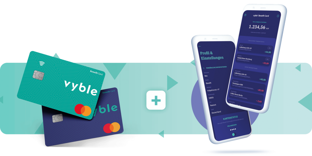 vyble® Benefit Cards und Smartphones Mockup