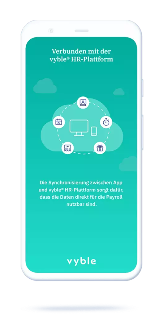 vyble® MyTime App: Daten synchronisieren Payroll Mockup