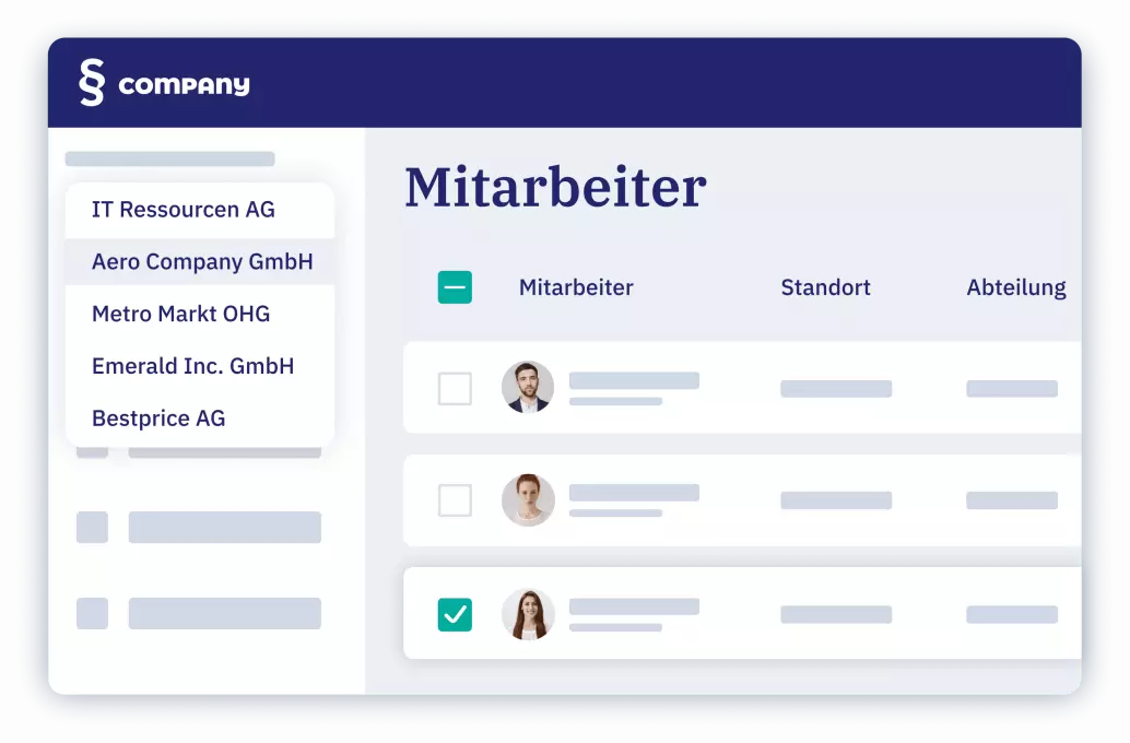 vyble® Mockup: Mandanten wechseln mit 1 Login