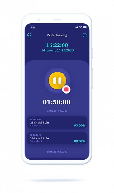 vyble® MyTime App: Smartphone Tracking pausieren Mockup