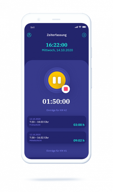 vyble® MyTime App: Smartphone Tracking pausieren Mockup
